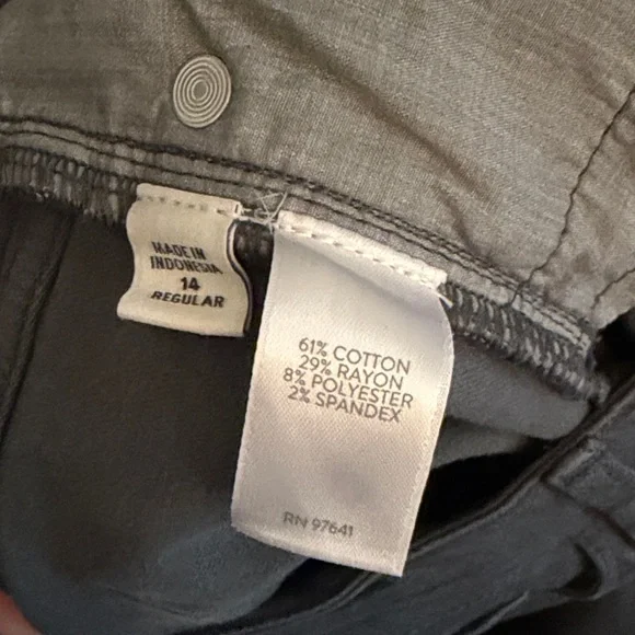 J.Jill Denim Boyfriend Straight Leg Ankle Dark Olive Green Jeans Size 14 - Picture 5 of 5